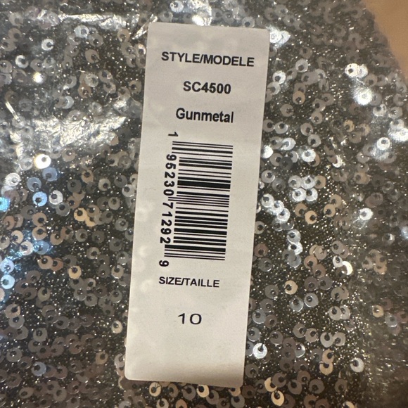 Badgley Mischka Sequin Cocktail Dress Gunmetal Size 10 v-neck Midi Glam - Picture 7 of 8